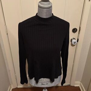 Old Navy Black Ribbed Long Sleeve Top Large Tall